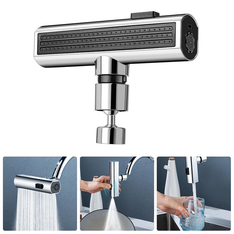 Multifunctional Kitchen Faucet with 360° Rotating Bubbler & Waterfall Outlet